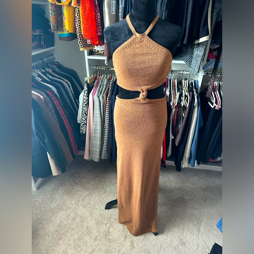 Beige Botany Halter Dress Size Medium